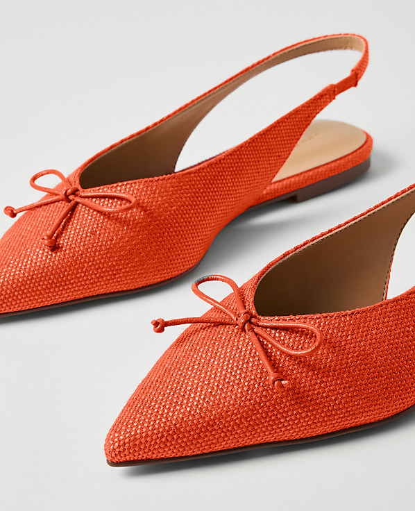 Straw Bow Slingback Flat