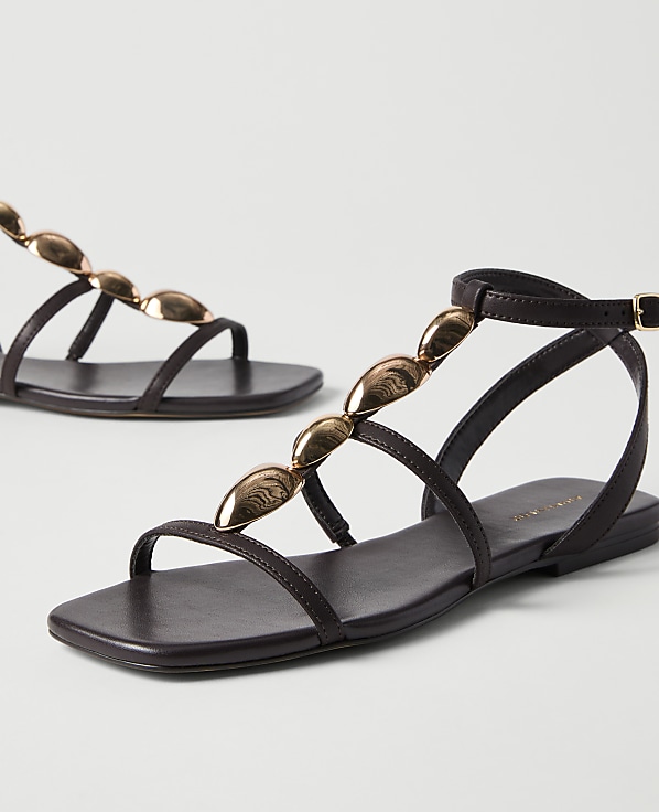 Leather Hardware Embellished Sandal