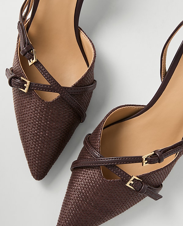 Straw Crossover Slingback Pump