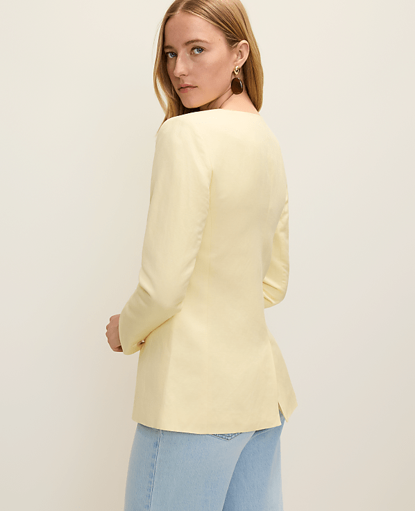 The Petite Cutaway Jacket in Linen Blend