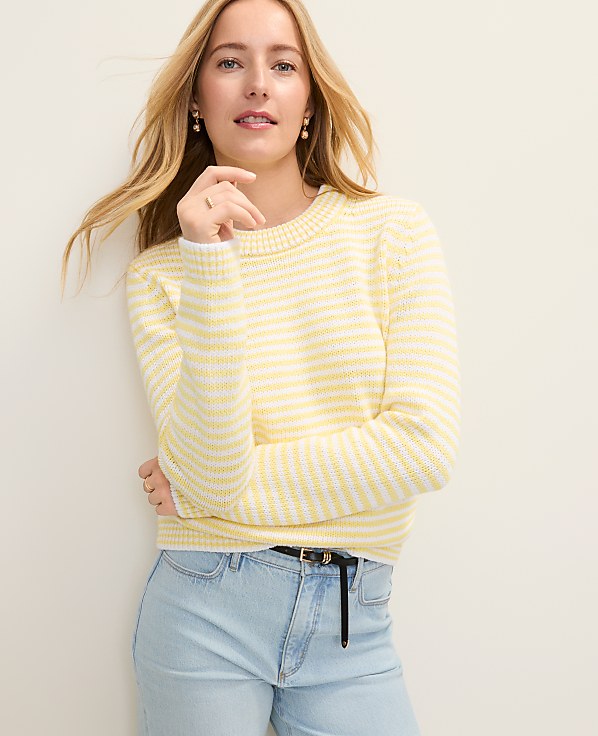 Petite Weekend Striped Crew Neck Sweater