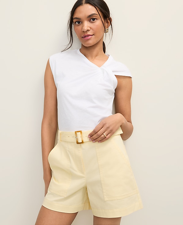 Petite Weekend Asymmetric Twist Shoulder Top