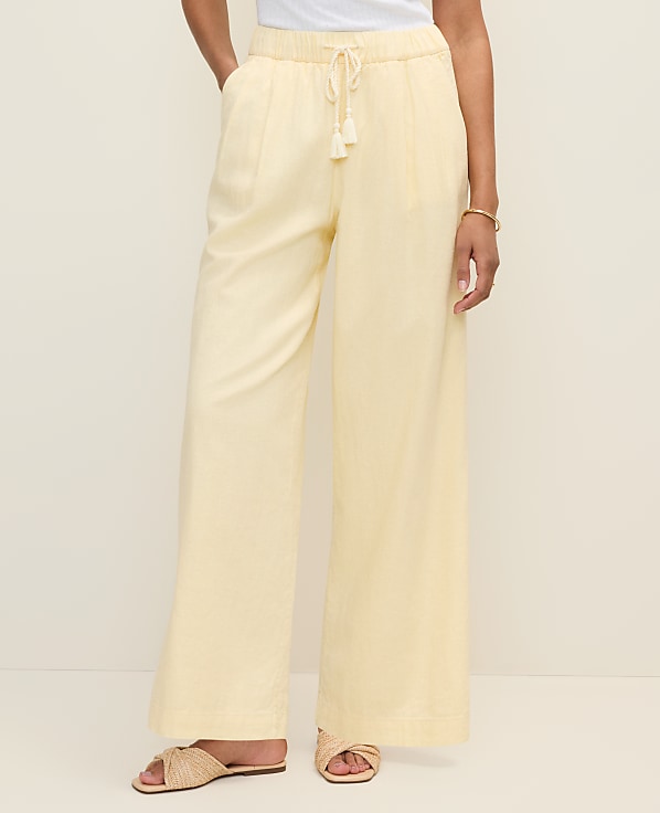 Petite Weekend Easy Fit Wide-Leg Pant in Linen Blend