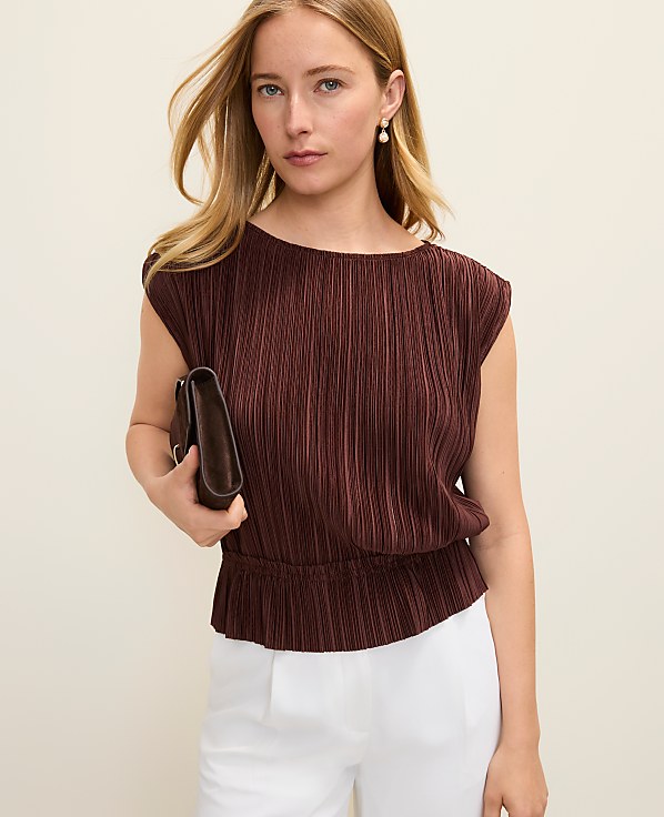 Petite Pleated Ruffle Top