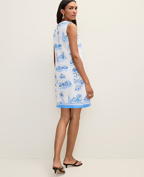 Weekend Toile Shift Dress in Linen Blend