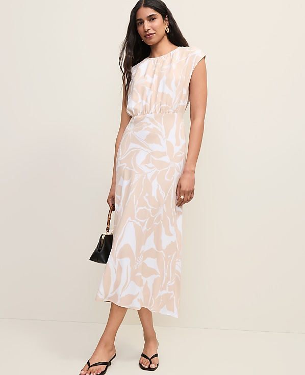 Floral Gathered Midi Dress