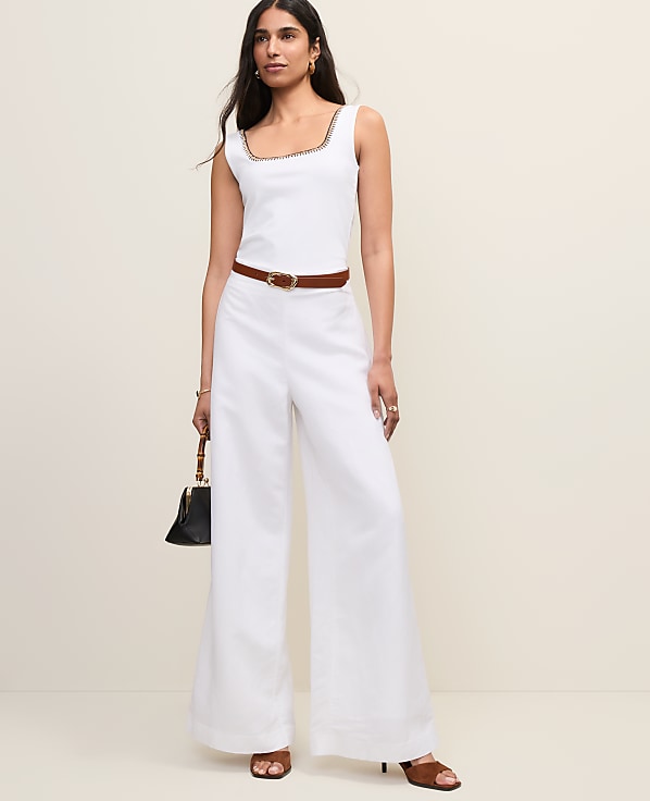 The Petite Statement Palazzo Pant in Linen Blend