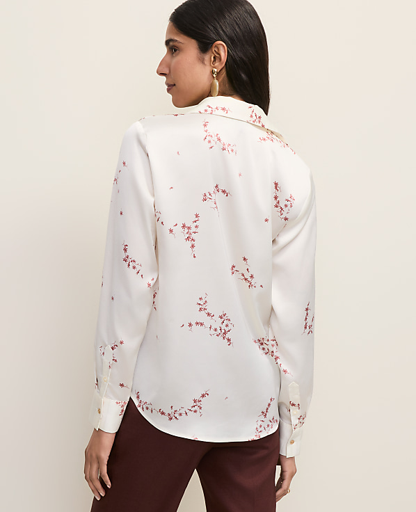Petite Floral Satin Essential Shirt