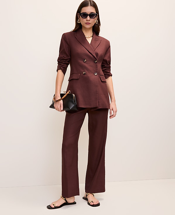 The Petite Flare Ankle Pant in Linen Blend