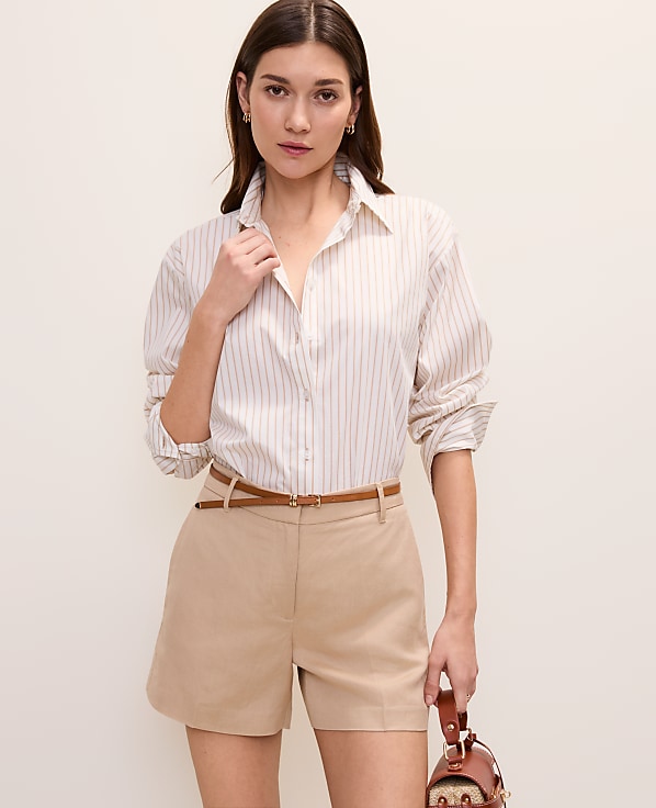 The Petite City Short in Linen Blend
