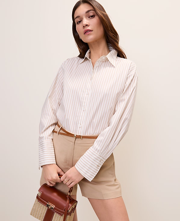 Petite Striped Button Down Shirt