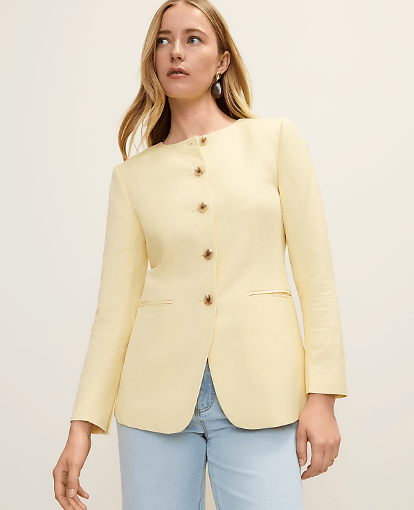 The Petite Cutaway Jacket in Linen Blend