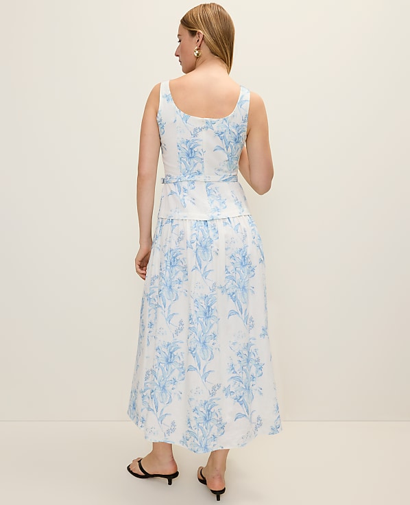 Floral Belted Flare Midi Dress
