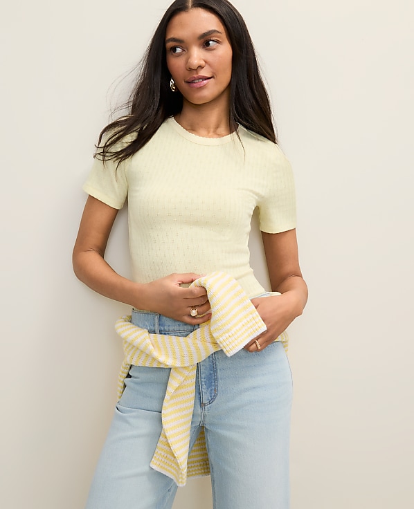 Weekend Pointelle Crew Neck Tee