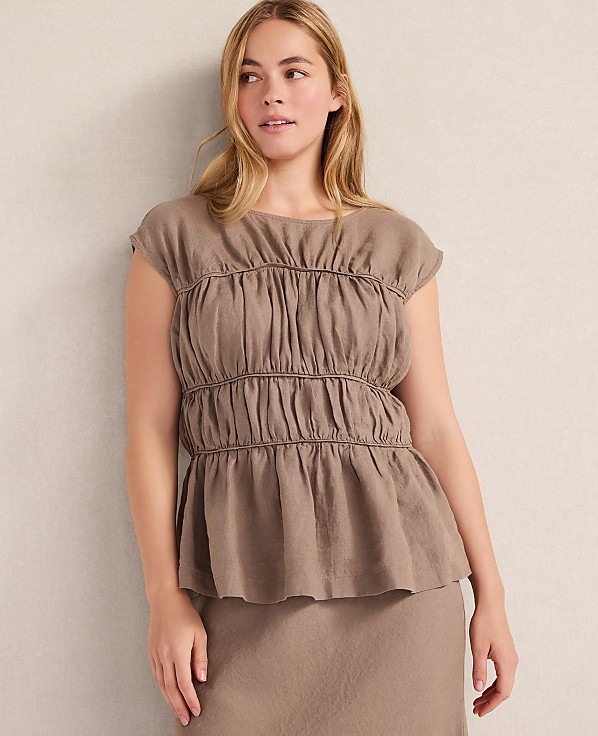 Haven Well Within Linen Shirred Sleeveless Top