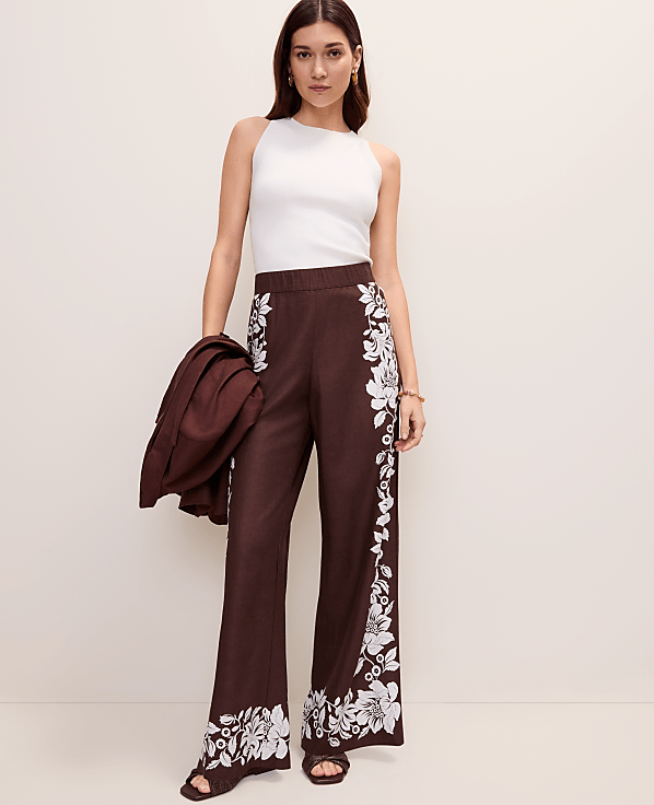 The Petite Easy Wide-Leg Pant in Floral Linen Blend
