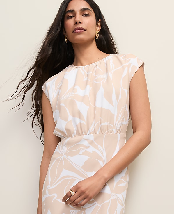 Floral Gathered Midi Dress