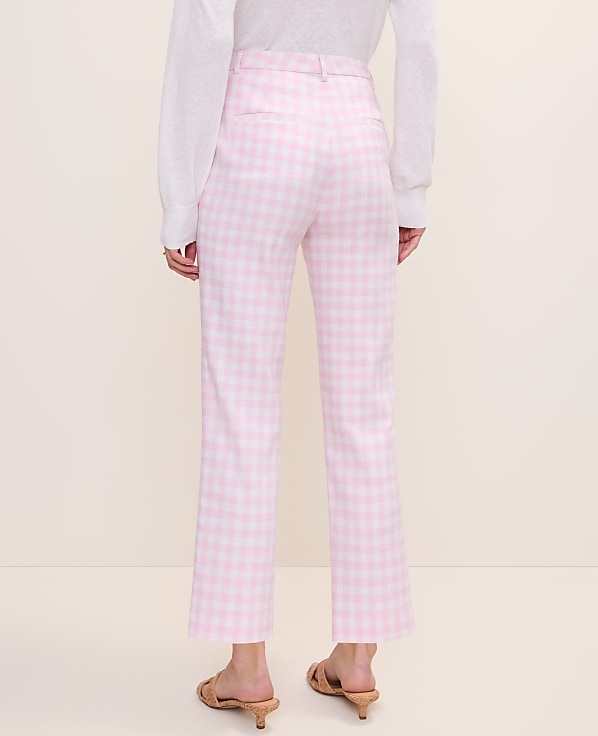 The Slim Crop Pant in Gingham Linen Blend