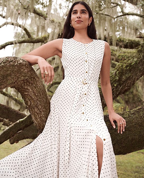 Micro Dot Flare Dress