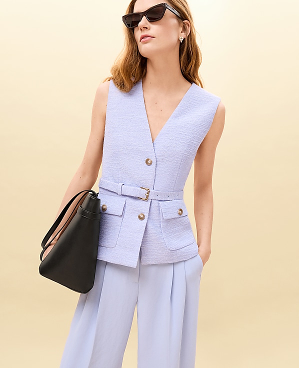 Belted Tweed Vest