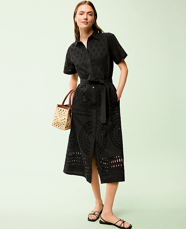 Midi Eyelet Shirtdress