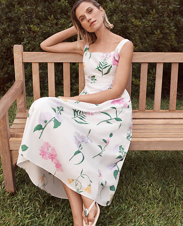 Petite Floral Flare Midi Dress