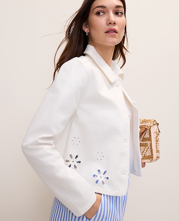 Weekend Eyelet Cropped Denim Jacket