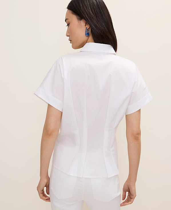 Petite Pleated Collared Blouse