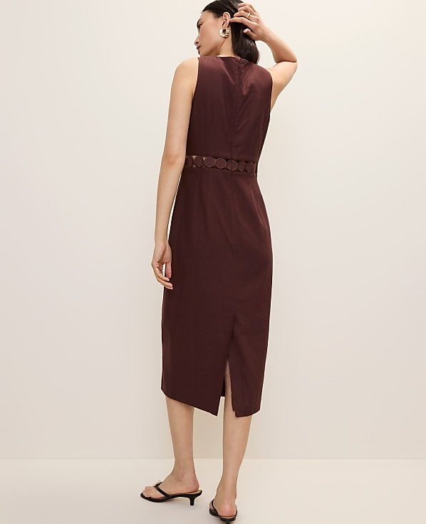 Petite Halter Sheath Dress in Linen Blend