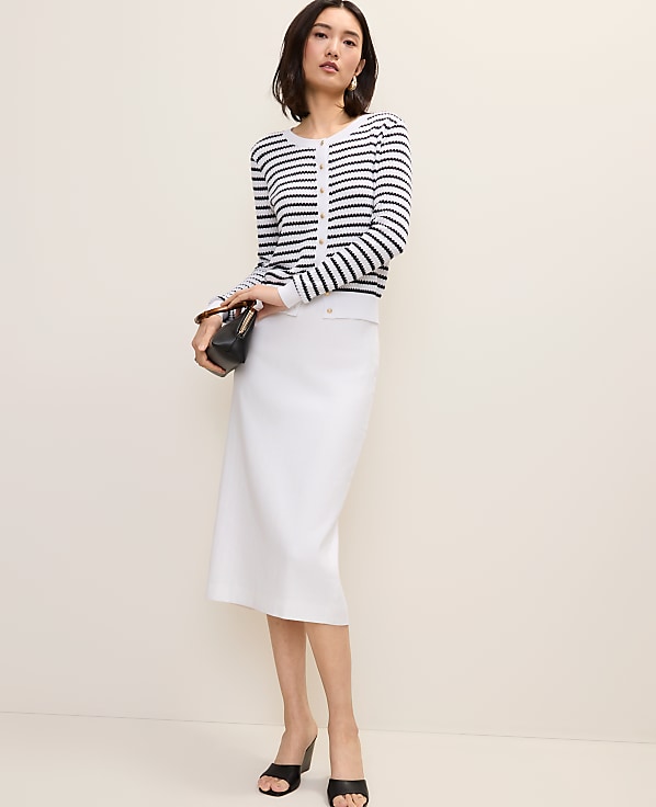 The Petite Column Midi Skirt in Linen Blend