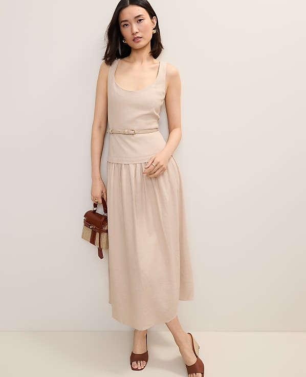 Belted Flare Midi Dress