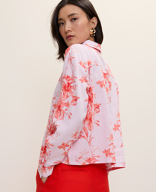 Floral Linen Button Down Shirt