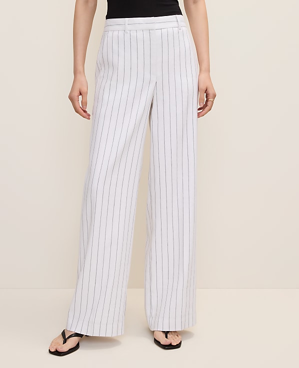 The Pinstripe Wide-Leg Pant in Linen Blend