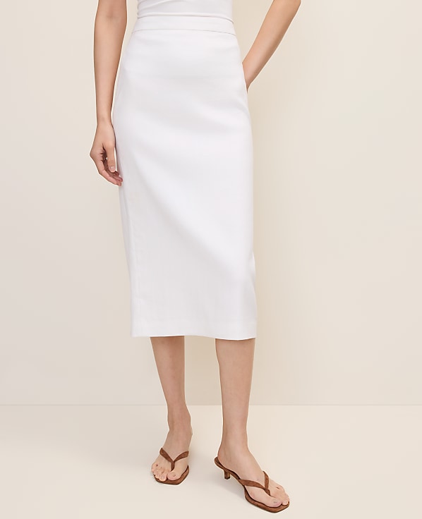 The Column Midi Skirt in Linen Blend