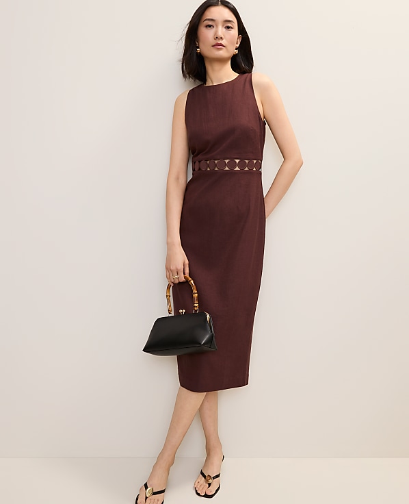Halter Sheath Dress in Linen Blend