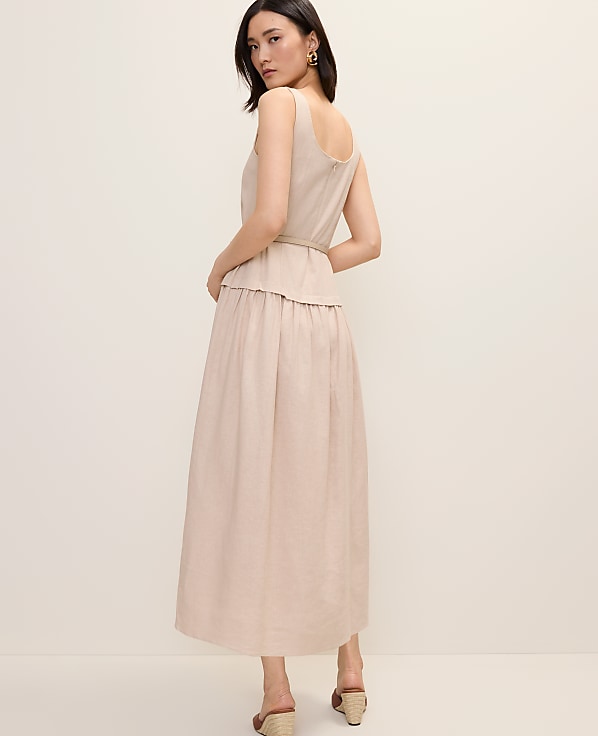 Petite Belted Flare Midi Dress