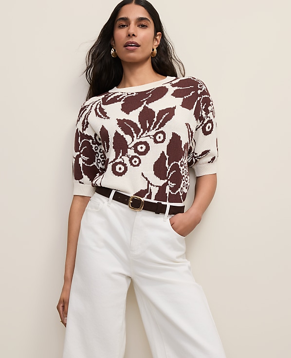 Petite Floral Jacquard Sweater Tee