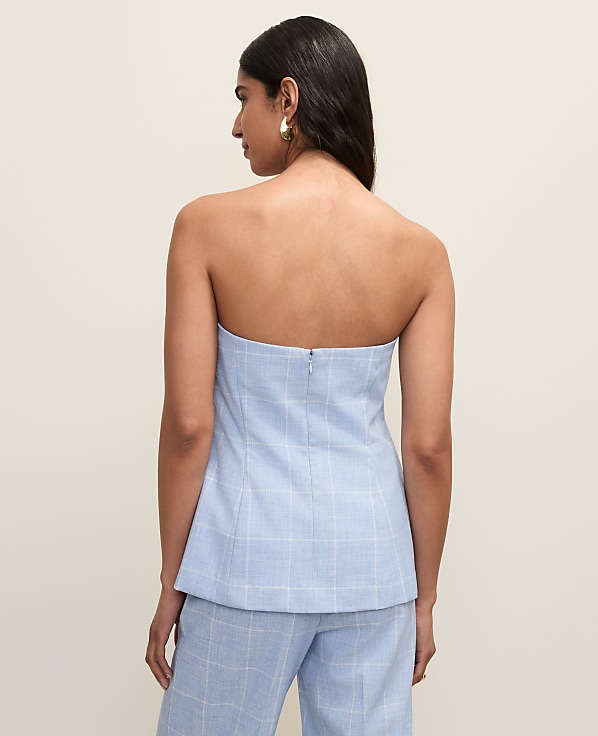 Petite Windowpane Strapless Top