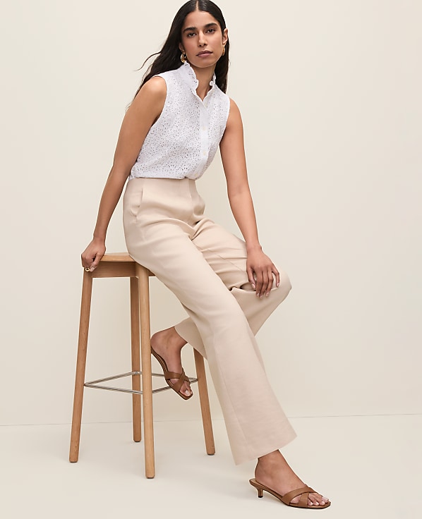 Petite Ruffle Collar Lace Sleeveless Shirt