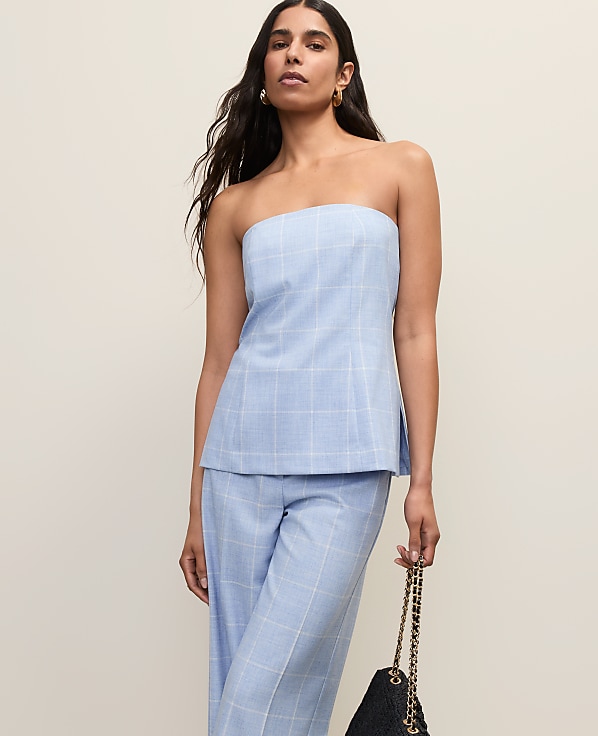 Petite Windowpane Strapless Top