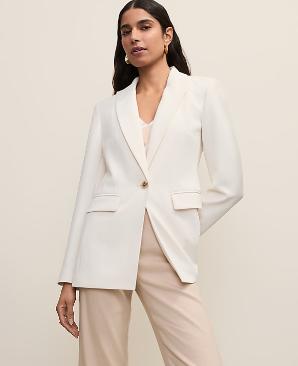 The Fitted Long Blazer in Fluid Crepe