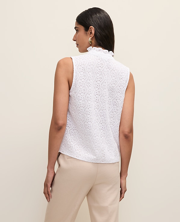Ruffle Collar Lace Sleeveless Shirt