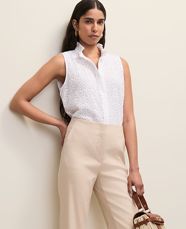 Ruffle Collar Lace Sleeveless Shirt