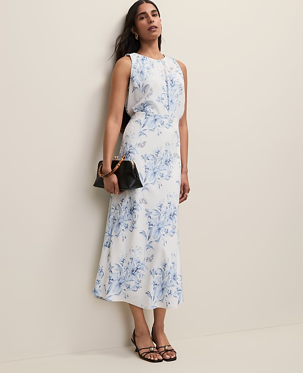 Floral Bias Midi Slip Skirt