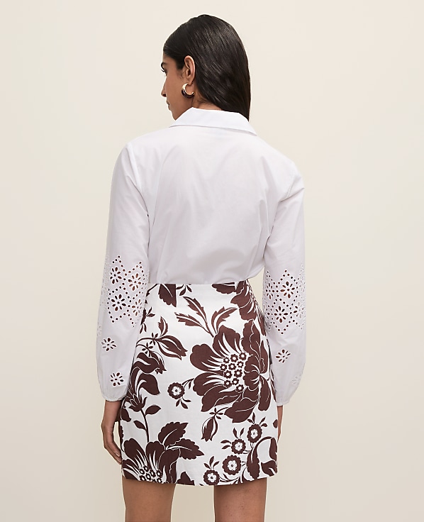 Floral A-Line Skirt in Linen Blend