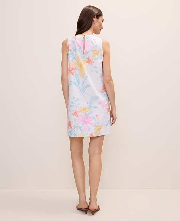 Petite Floral Shift Dress in Linen Blend