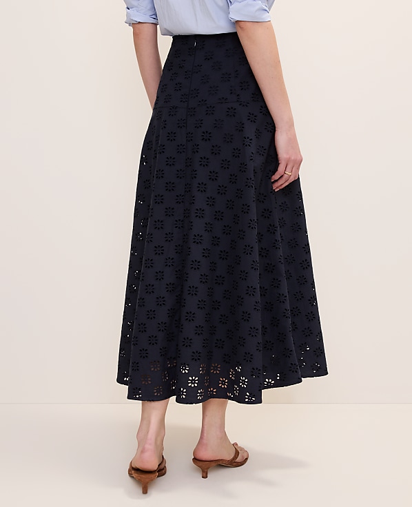 Petite Eyelet Full Midi Skirt