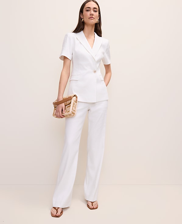 The Petite High Rise Trouser in Linen Blend