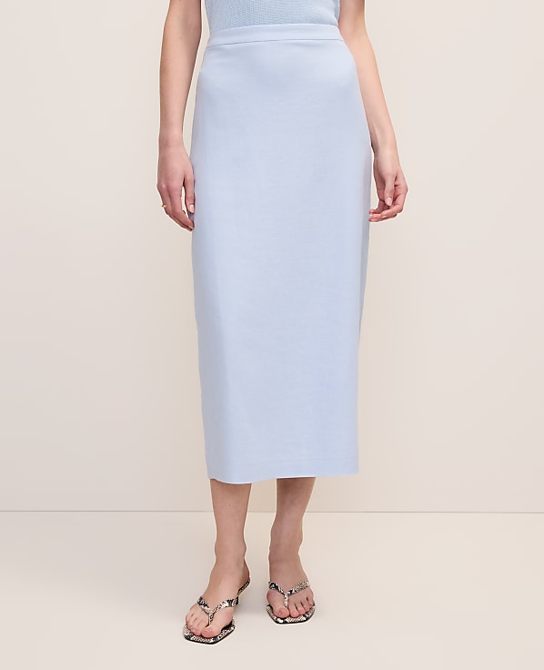The Clean Midi Skirt in Linen Blend