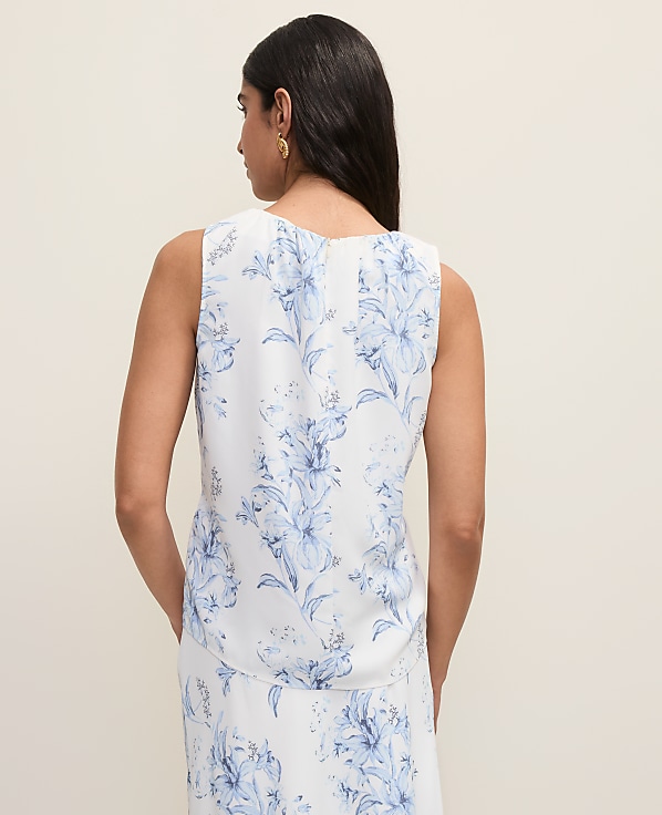 Petite Floral Shirred Tank Top